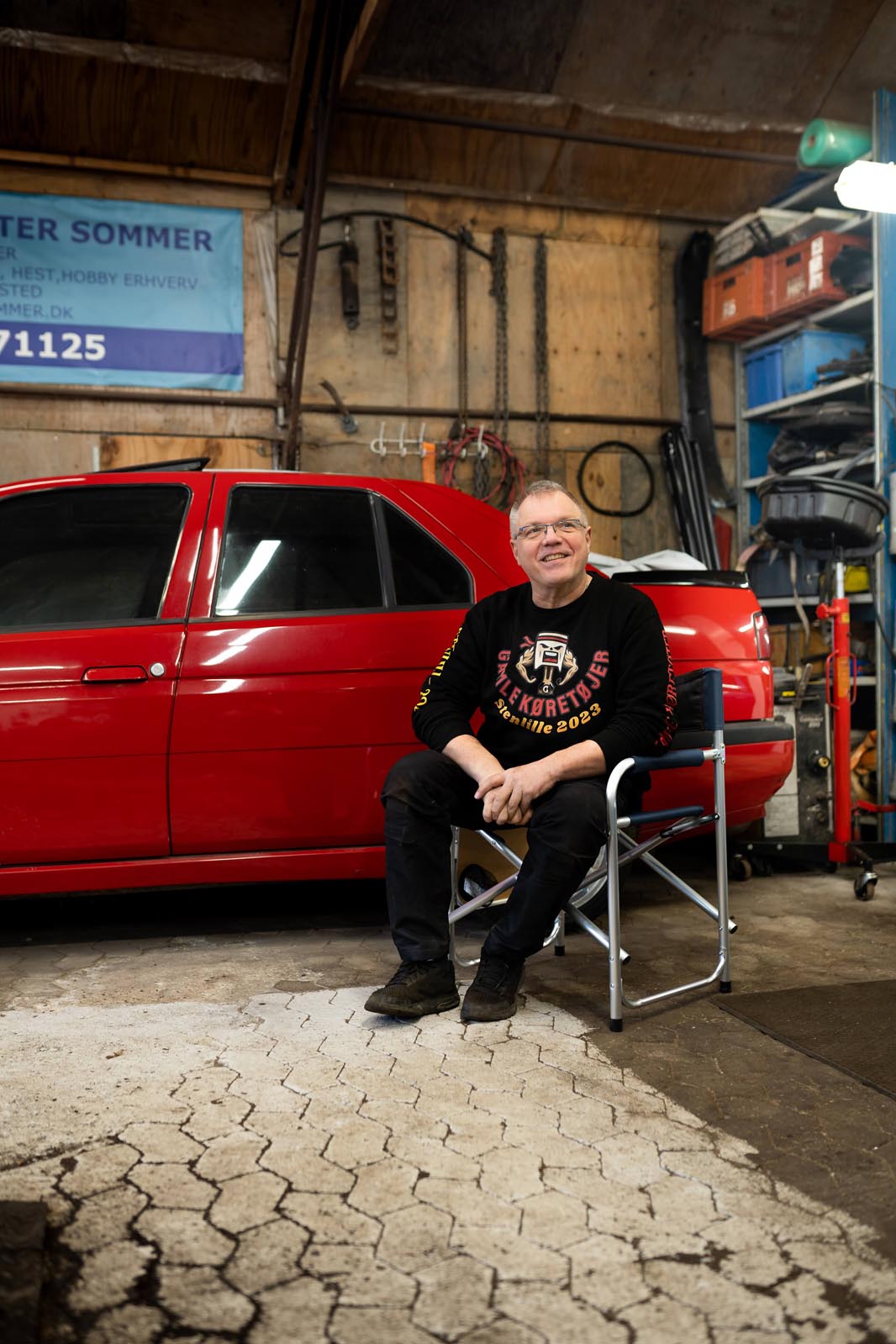 Jan Kirk i sin Alfa Romeo-garage
